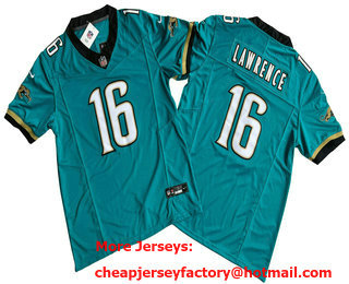 Men's Jacksonville Jaguars #16 Trevor Lawrence Teal Prowler 2024 FUSE Throwback Vapor Limited Stitched Jersey