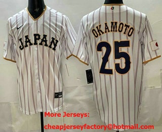 Men's Japan #25 Kazuma Okamoto White 2026 World Baseball Classic Cool Base Jersey
