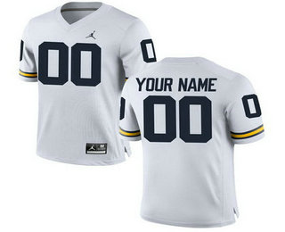 Men's Jordan Brand Michigan Wolverines Customized College Football Limited Jersey - White