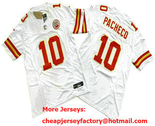 Men's Kansas City Chiefs #10 Isiah Pacheco White 2023 FUSE Vapor Limited Stitched Jersey
