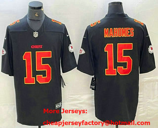 Men's Kansas City Chiefs #15 Patrick Mahomes Black Fashion Vapor Limited Stitched Jersey