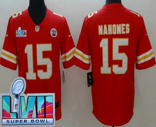 Men's Kansas City Chiefs #15 Patrick Mahomes Limited Red Super Bowl LVII Vapor Jersey
