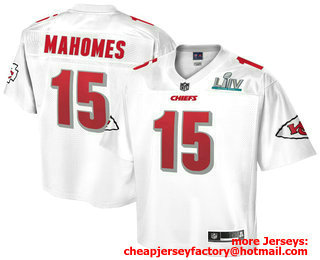 Men's Kansas City Chiefs #15 Patrick Mahomes NFL Pro Line White Super Bowl LIV Champions Jersey