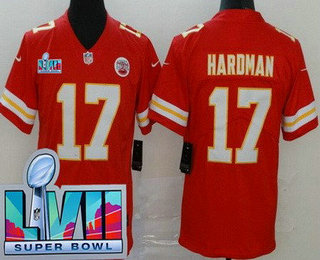 Men's Kansas City Chiefs #17 Mecole Hardman Limited Red Super Bowl LVII Vapor Jersey