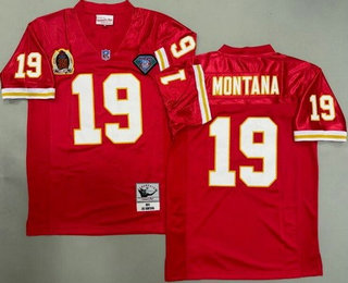 Men's Kansas City Chiefs #19 Joe Montana Red 1994 Throwback Jersey