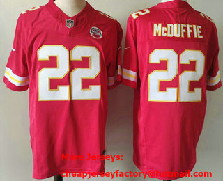 Men's Kansas City Chiefs #22 Trent McDuffie Red 2024 FUSE Vapor Limited Stitched Football Jersey