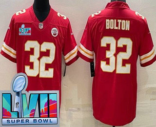 Men's Kansas City Chiefs #32 Nick Bolton Limited Red Super Bowl LVII Vapor Jersey