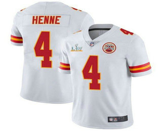 Men's Kansas City Chiefs #4 Chad Henne White 2021 Super Bowl LV Limited Stitched NFL Jersey