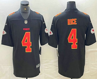 Men's Kansas City Chiefs #4 Rashee Rice Black Fashion Vapor Limited Stitched Jersey