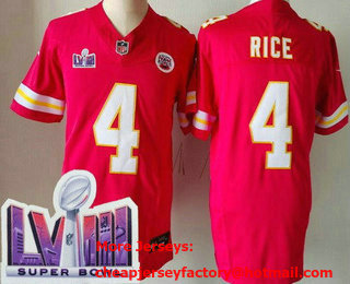 Men's Kansas City Chiefs #4 Rashee Rice Limited Red LVIII Super Bowl FUSE Vapor Jersey