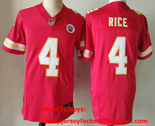 Men's Kansas City Chiefs #4 Rashee Rice Red 2024 FUSE Vapor Limited Stitched Football Jersey