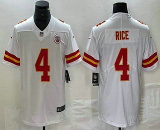 Men's Kansas City Chiefs #4 Rashee Rice White Vapor Untouchable Limited Stitched Jersey