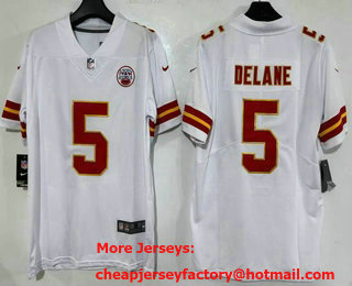 Men's Kansas City Chiefs #5 Mansoor Delane Limited White Vapor Jersey