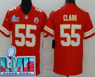 Men's Kansas City Chiefs #55 Frank Clark Limited Red Super Bowl LVII Vapor Jersey