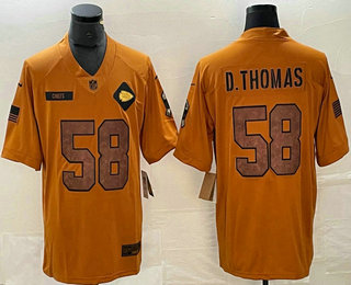 Men's Kansas City Chiefs #58 Derrick Thomas Brown 2023 Salute To Service Limited Stitched Jersey