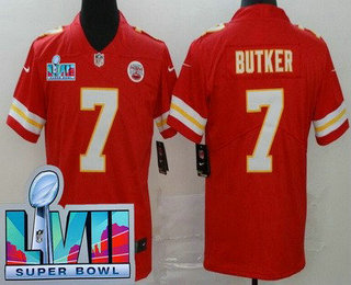 Men's Kansas City Chiefs #7 Harrison Butker Limited Red Super Bowl LVII Vapor Jersey