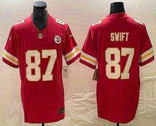 Men's Kansas City Chiefs #87 Taylor Swift Red 2023 FUSE Vapor Limited Stitched Jersey
