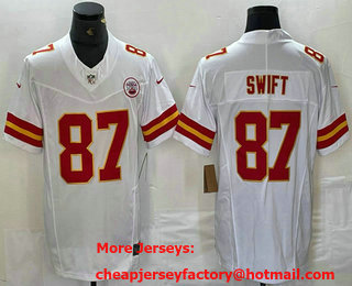 Men's Kansas City Chiefs #87 Taylor Swift White 2023 FUSE Vapor Limited Stitched Jersey