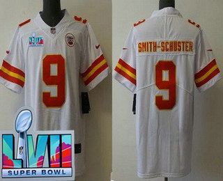 Men's Kansas City Chiefs #9 JuJu Smith Schuster Limited White Super Bowl LVII Vapor Jersey