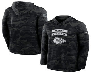 Men's Kansas City Chiefs Black 2026 Salute to Service Sideline Lightweight Hoodie Long Sleeve Top