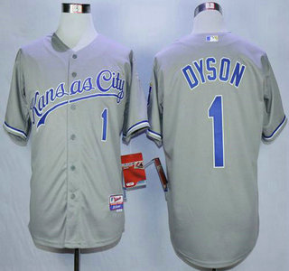 Men's Kansas City Royals #1 Jarrod Dyson Away Gray MLB Cool Base Jersey