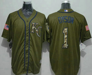Men's Kansas City Royals #1 Jarrod Dyson Green Salute to Service Jersey