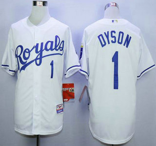 Men's Kansas City Royals #1 Jarrod Dyson Home White MLB Cool Base Jersey