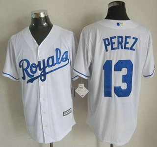 Men's Kansas City Royals #13 Salvador Perez 2015 White Jersey