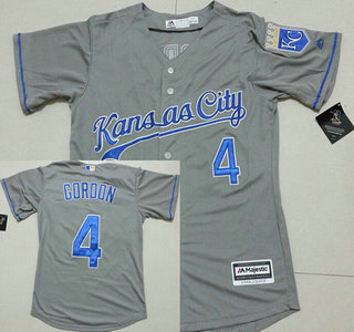 Men's Kansas City Royals #4 Alex Gordon Gray Road 2015 MLB Cool Base Jersey