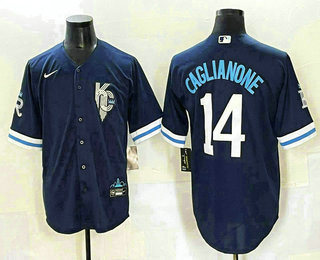 Men's Kansas City Royals #14 Jac Caglianone Navy City Connect Stitched Jersey
