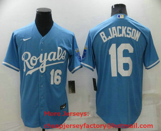 Men's Kansas City Royals #16 Bo Jackson Light Blue Stitched MLB Cool Base Nike Jersey