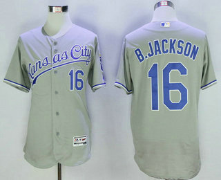 Men's Kansas City Royals #16 Bo Jackson Retired Gray Road 2016 Flexbase Baseball Jersey