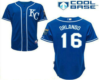 Men's Kansas City Royals #16 Paulo Orlando Alternate KC BLue Cool Base Baseball Jersey
