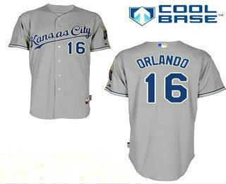 Men's Kansas City Royals #16 Paulo Orlando Away Gray Cool Base Jersey