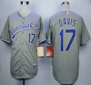 Men's Kansas City Royals #17 Wade Davis Gray Away Baseball Jersey