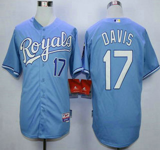 Men's Kansas City Royals #17 Wade Davis Light Blue Jersey