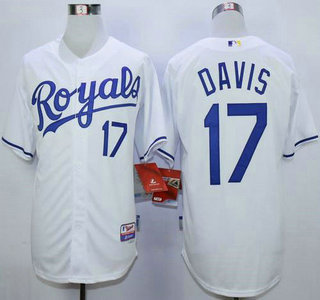 Men's Kansas City Royals #17 Wade Davis White Jersey