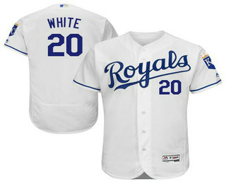 Men's Kansas City Royals #20 Frank White White Flexbase 2016 MLB Player Jersey