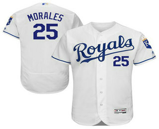 Men's Kansas City Royals #25 Kendrys Morales White Flexbase 2016 MLB Player Jersey