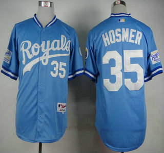 Men's Kansas City Royals #35 Eric Hosmer 1985 Turn Back The Clock Blue Jersey