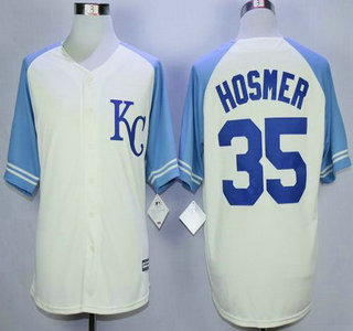 Men's Kansas City Royals #35 Eric Hosmer Cream Exclusive Vintage Jersey