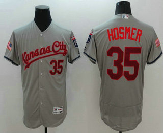Men's Kansas City Royals #35 Eric Hosmer Gray Fashion Stars & Stripes 2016 Flexbase MLB Independence Day Jersey