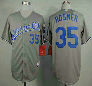 Men's Kansas City Royals #35 Eric Hosmer Gray Jersey