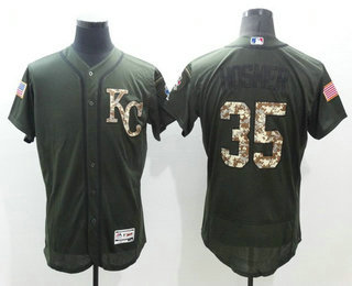 Men's Kansas City Royals #35 Eric Hosmer Green Salute to Service 2016 Flexbase Baseball Jersey