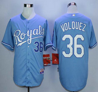Men's Kansas City Royals #36 Edinson Volquez Alternate Light Blue MLB Cool Base Jersey