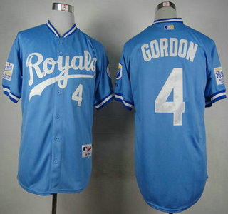 Men's Kansas City Royals #4 Alex Gordon 1985 Turn Back The Clock Blue Jersey