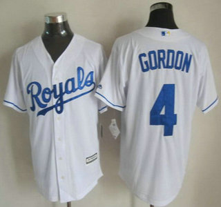 Men's Kansas City Royals #4 Alex Gordon 2015 White Jersey