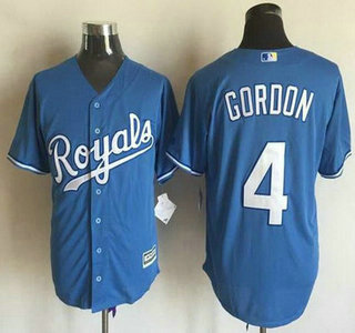 Men's Kansas City Royals #4 Alex Gordon Alternate Light Blue 2015 MLB Cool Base Jersey