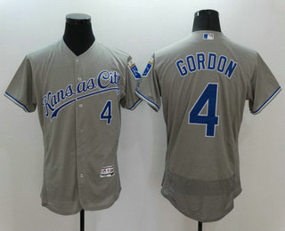 Men's Kansas City Royals #4 Alex Gordon Gray 2016 Flexbase Baseball Jersey