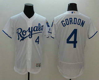 Men's Kansas City Royals #4 Alex Gordon White 2016 Flexbase Baseball Jersey